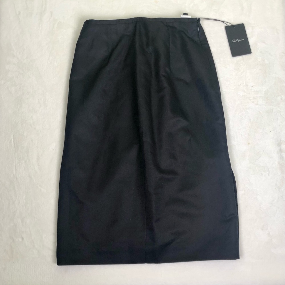NWT Les Copains Skirt Black Midi Pencil Cotton/Silk Sz. 4 Made in Italy